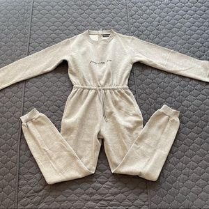 Pretty Little Things Grey Embroidered Sweat Jumpsuit Size 2
